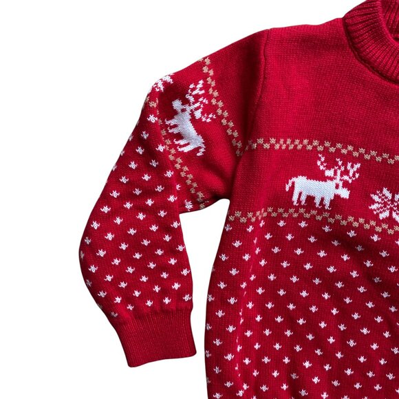 Grandwish Jacquard Knit Moose Sweater Kid Sz 4 Red Holiday Christmas Festive - Picture 3 of 11